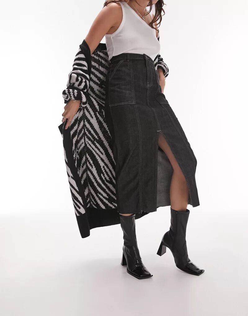 Черная практичная юбка миди Topshop