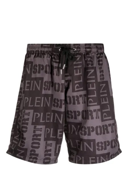 Plein Sport плавки-шорты с логотипом, черный