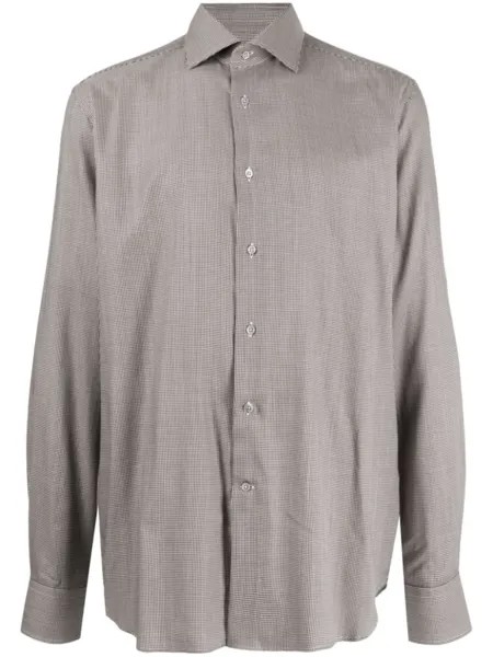 Corneliani рубашка в ломаную клетку, коричневый