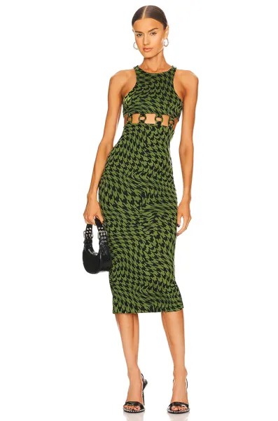 Платье миди Camila Coelho Trinity, цвет Black & Green