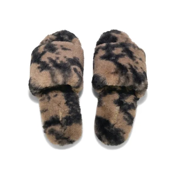 Тапочки Flip Flop Hausschuh slide*fur 2 tone, коричневый