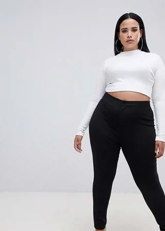 Черные эластичные брюки с высокой талией ASOS DESIGN Curve-Черный цвет