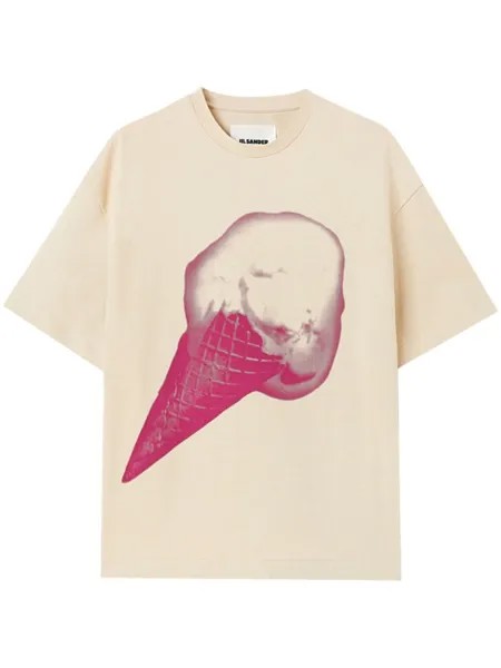 Jil Sander футболка с логотипом, нейтральный цвет