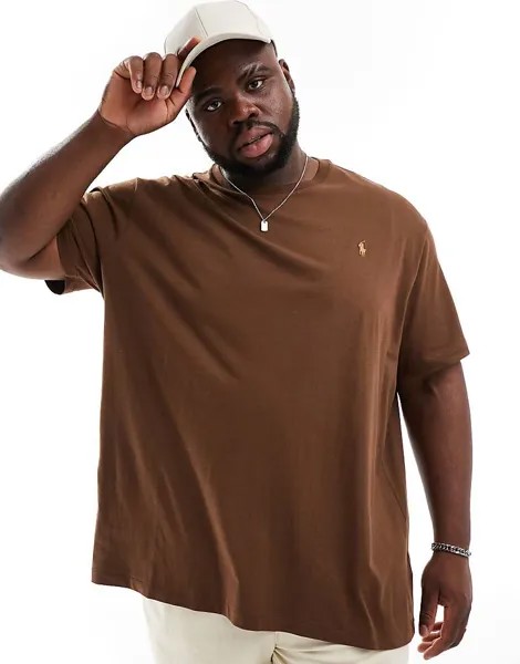 Коричневая футболка с логотипом Polo Ralph Lauren Big & Tall