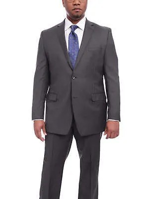 I Uomo Мужской классический костюм темно-серого цвета в тонкую полоску на двух пуговицах из 100% шерсти