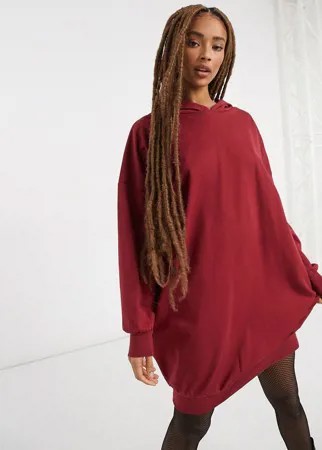 Платье-худи в стиле oversized винного цвета ASOS DESIGN-Красный