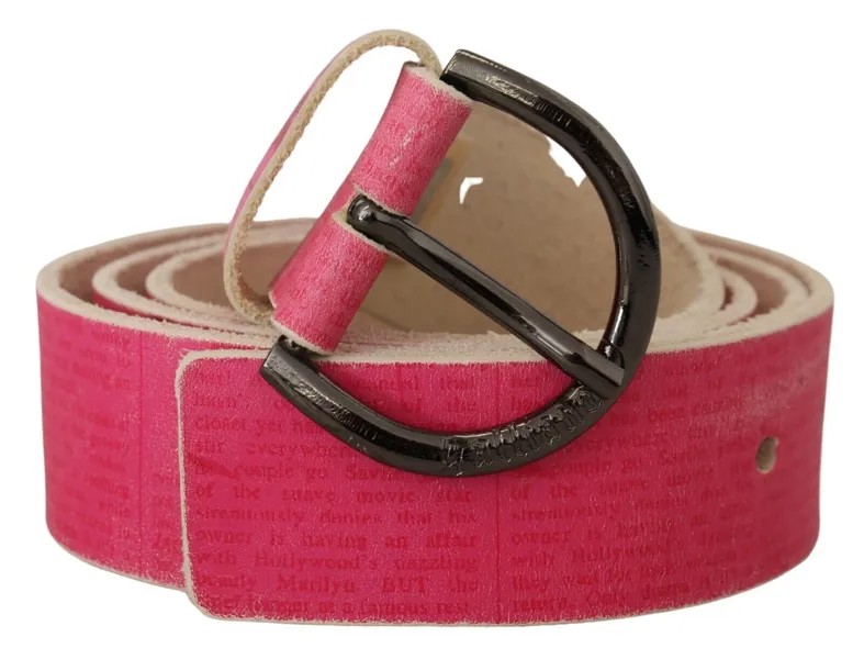 GALLIANO Ремень из розовой кожи с круглой пряжкой и логотипом на талии s. 100 см/40 дюймов 150 долларов США