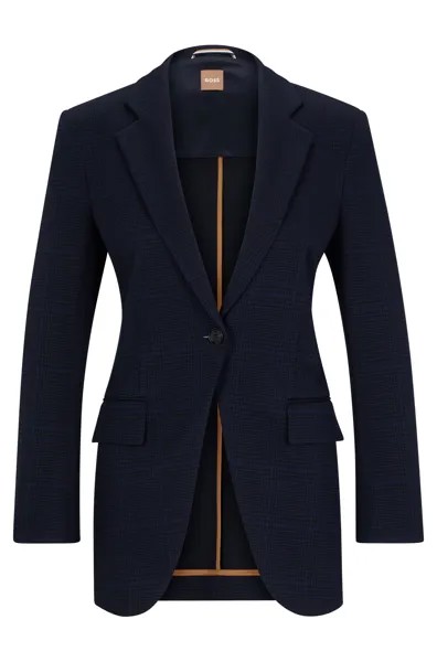 Жакет Hugo Boss Slim-fit Checked In Stretch Fabric, тёмно-синий