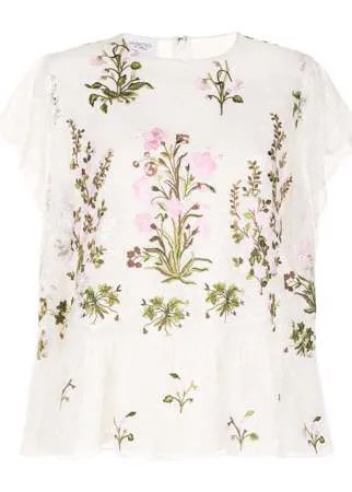Giambattista Valli кружевная блузка с цветочной вышивкой