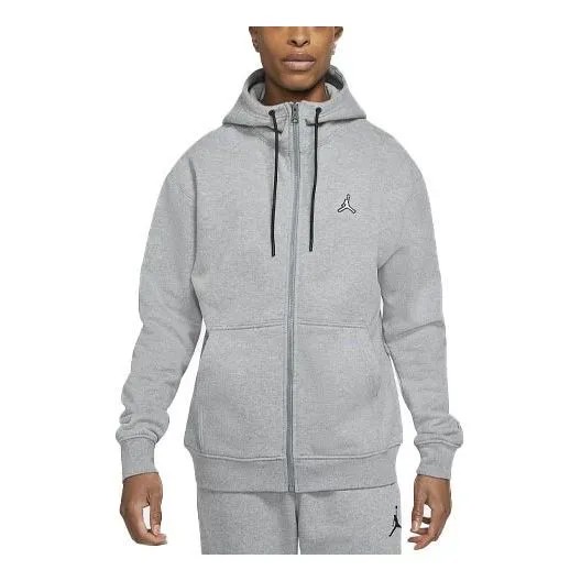 Куртка Air Jordan Embroidered Fleece Lined Stay Warm Hooded Jacket Winter Men's Grey, серый
