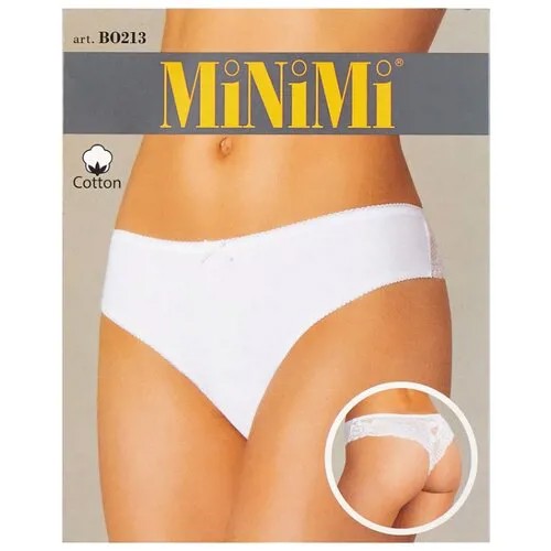 MiNiMi Трусы стринги средней посадки с кружевом, размер 42/XS, nudo