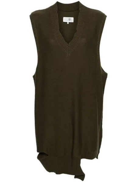 MM6 Maison Margiela трикотажное мини-платье без рукавов, зеленый