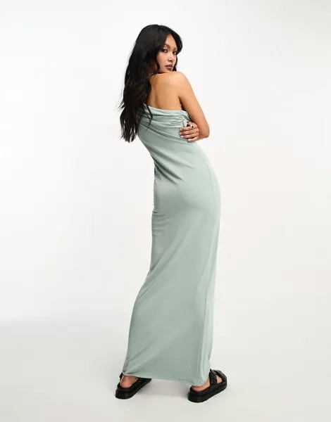 Платье макси на одно плечо с драпировкой ASOS DESIGN