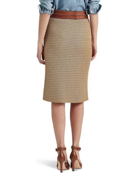 Юбка LAUREN Ralph Lauren Petite Metallic Cotton-Blend Knit Pencil Skirt, цвет Metallic New Bronze