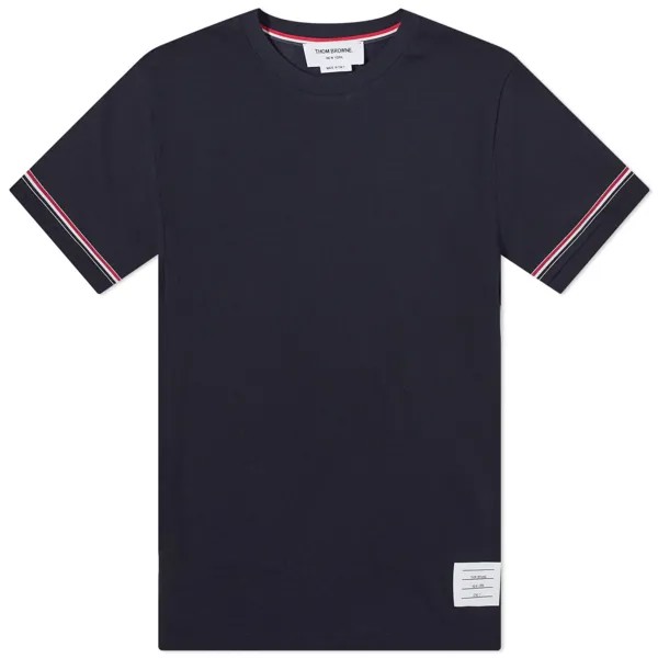 Футболка Thom Browne Rib Cuff Trim T-Shirt, темно-синий
