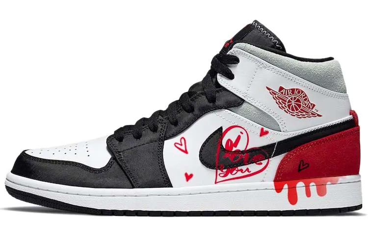 Кроссовки Air Jordan 1 Vintage Basketball Shoes Men Mid-top White/red, красный