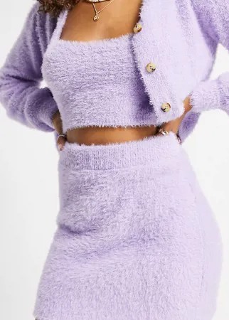 Вязаная пушистая юбка сиреневого цвета от комплекта Reclaimed Vintage-Фиолетовый цвет