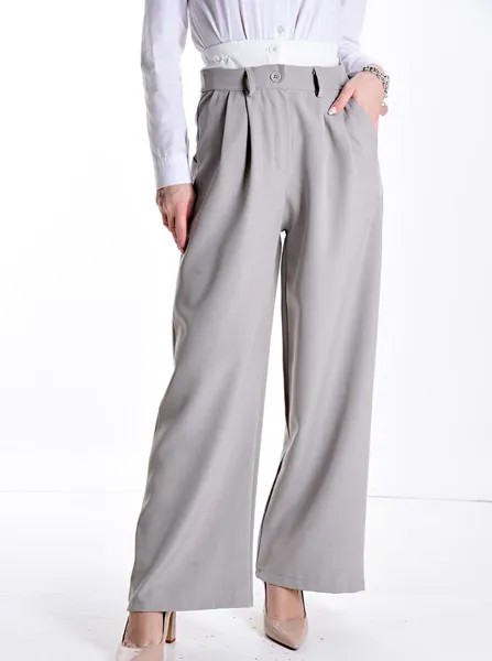 Широкие брюки с карманами, серый