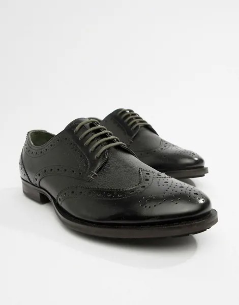 Черные фактурные броги WALK London Samuel-Черный