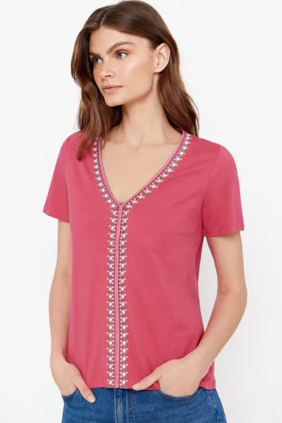 Вышитая футболка Cortefiel, розовый