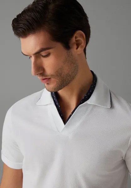 Поло Piped Trim Texture Hackett London, белый