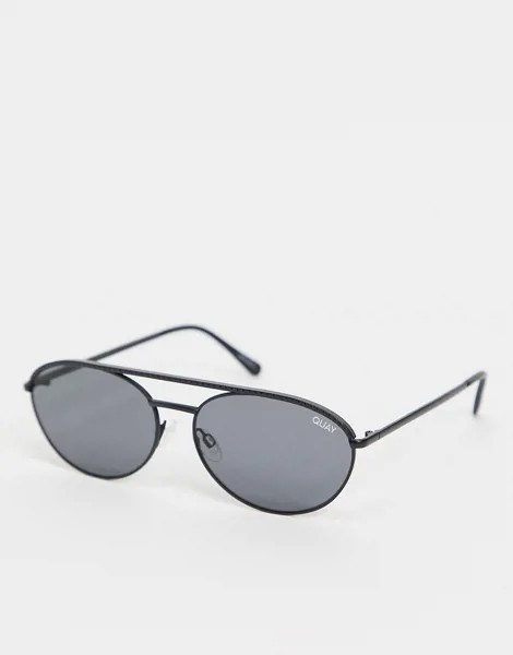 Черные солнцезащитные очки-авиаторы Quay Australia Easily Amused-Черный