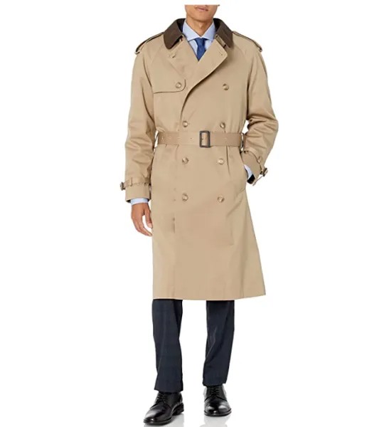 NEW HART SCHAFFNER MARX Тан-бежевый тренч с поясом Barrington 44R из смеси хлопка