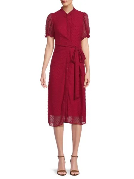 Платье-рубашка Swiss в горошек с поясом Julia Jordan, цвет Cranberry