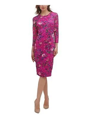 KENSIE Женское розовое коктейльное платье-футляр с рукавом 3/4 выше колена на подкладке 8