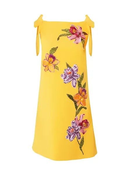 Платье прямого кроя с цветочной вышивкой Carolina Herrera, мультиколор