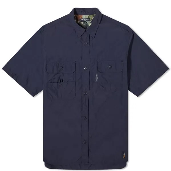 Рубашка с коротким рукавом Comme Des Garçons Homme Nylon Double Pocket Short Sleeve Shi, темно-синий