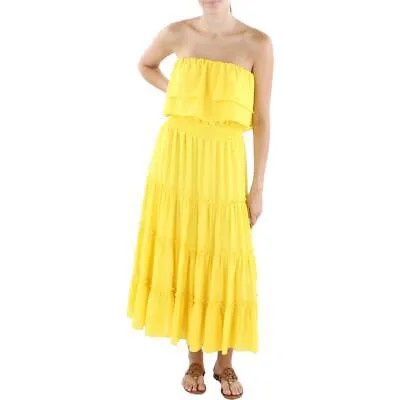 1.Женское желтое летнее платье миди без бретелек State L BHFO 2525