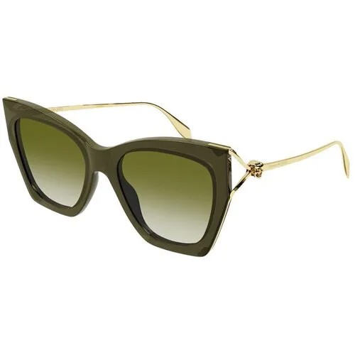 Солнцезащитные очки Alexander McQueen, кошачий глаз, оправа: пластик, градиентные, для женщин, зеленый