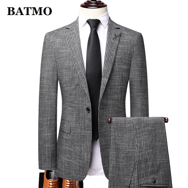 BATMO 2021 Новое поступление осенние высококачественные полосатые костюмы для мужчин, свадебное платье, большие размеры M-4XL 21910