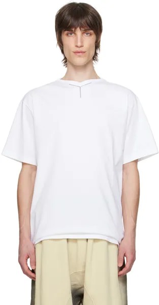 Белая футболка с v-образным вырезом Y/Project, цвет Optic white