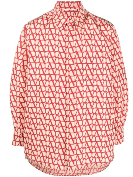 Valentino Garavani шелковая рубашка Toile Iconographe, нейтральный цвет