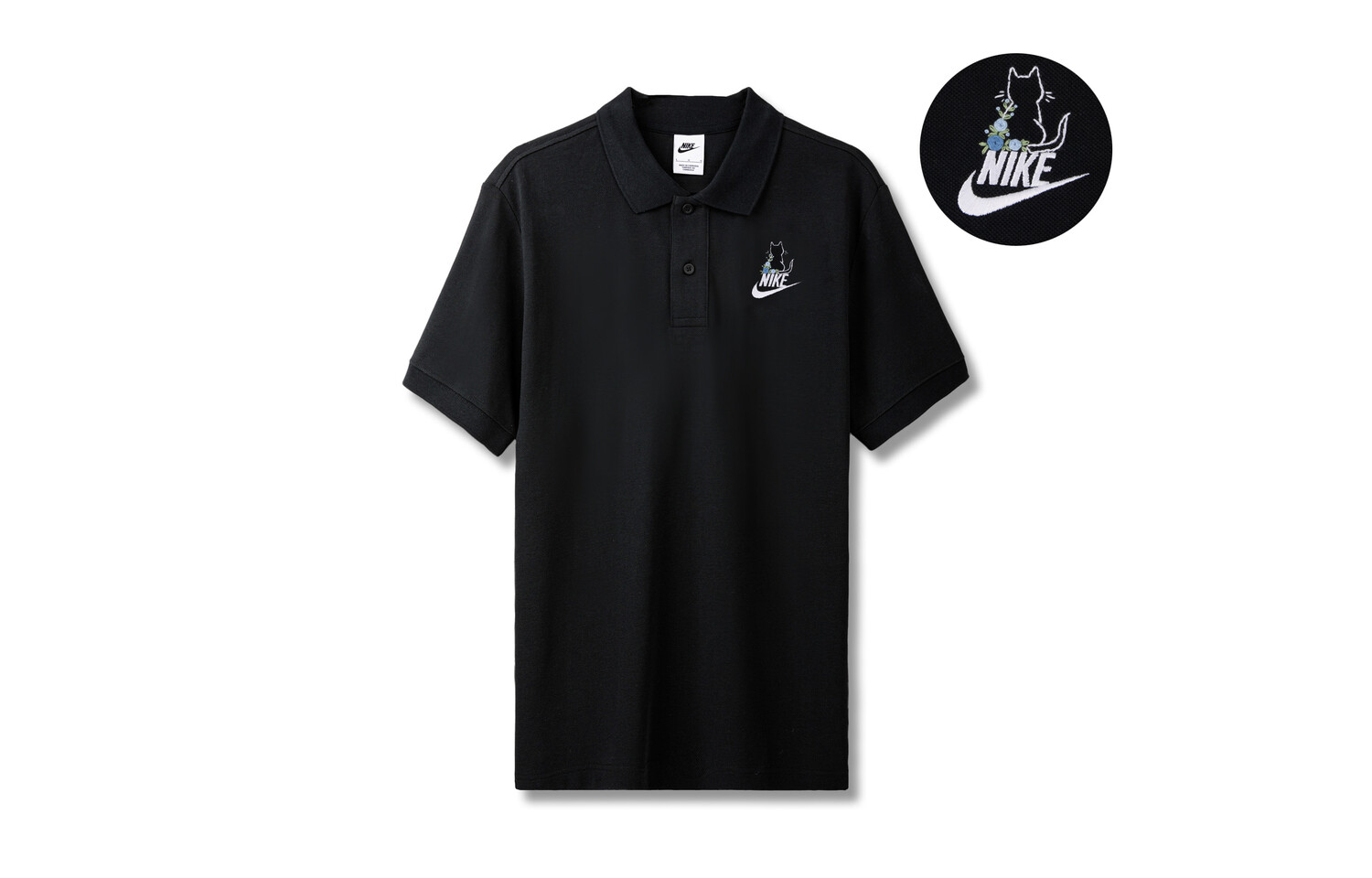 Рубашка поло унисекс черная Nike, черный