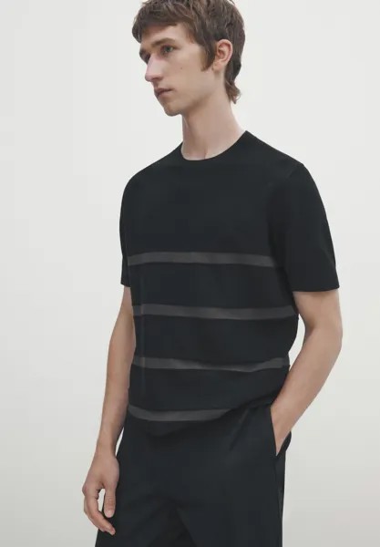 Футболка с принтом Massimo Dutti, черный