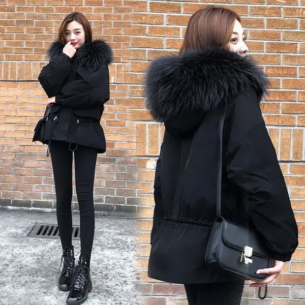 Женский короткий пуховик, новинка 2021, популярное Стильное короткое пальто для инструментов, Корейская версия большого мехового воротника для предотвращения зимы