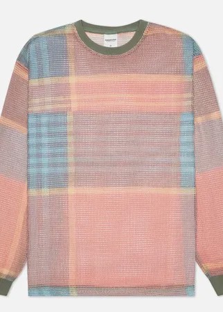 Мужской лонгслив thisisneverthat Printed Plaid Mesh, цвет оливковый, размер S