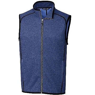 Cutter - Buck Mainsail Sweater-Knit Mens Full Zip Vest - Tour Blue Heather - 3X