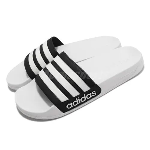 Adidas Adilette Shower White Black Мужские унисекс сандалии без шнуровки Тапочки GZ3773