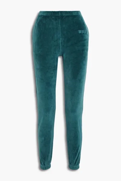 Спортивные брюки из хлопкового смесового велюра с вышивкой Eco Plush WSLY, изумрудный