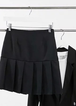 Черная плиссированная юбка мини ASOS DESIGN Tall-Черный