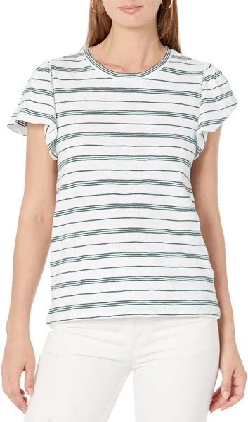 Футболка Lilla P Shirred Short Sleeve Crew Neck, цвет Sea Moss Stripe