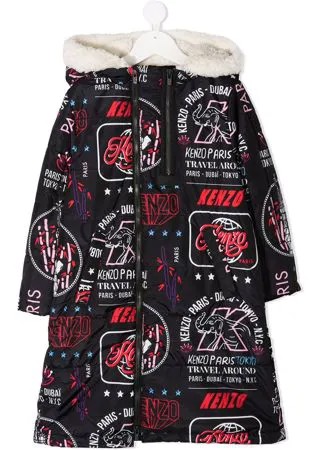 Kenzo Kids пуховик с графичным принтом