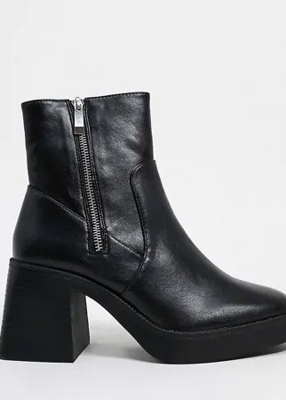 Черные ботинки на массивной подошве RAID Wide Fit Leonore-Черный цвет