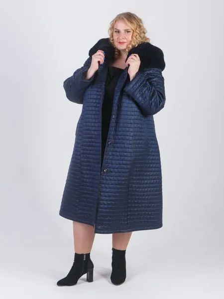 Утепленное пальто женское TreVery 83523a30 синее 82 RU