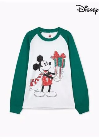 Пижамный лонгслив с новогодним принтом Disney Gloria Jeans