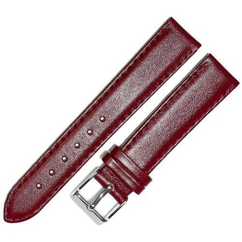 Ремешок 1805-01 (бор) FIJI Бордовый коричневый кожаный ремень 18 мм для часов наручных из кожи натуральной женский гладкий